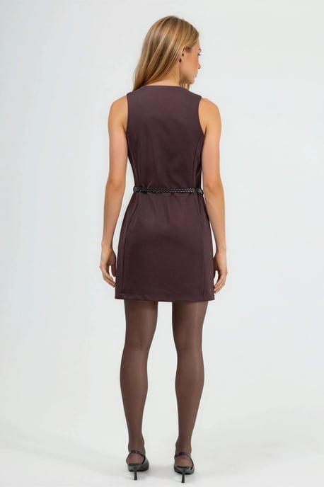 V-Ausschnitt A-Form Fit Mini Kleid - Image 4