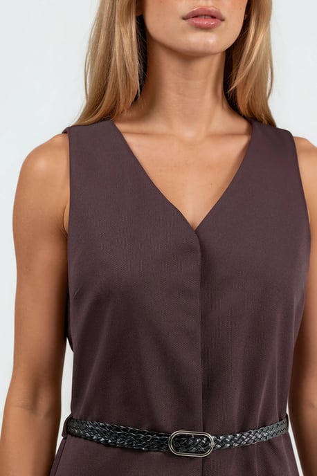 V-Ausschnitt A-Form Fit Mini Kleid - Image 5