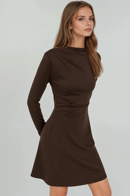 Drapiertes Mini-Kleid mit Rundhalsausschnitt - Image 2