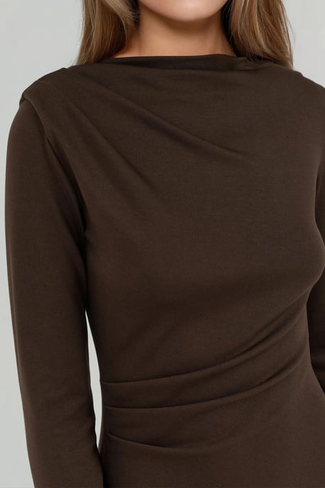 Drapiertes Mini-Kleid mit Rundhalsausschnitt - Image 3