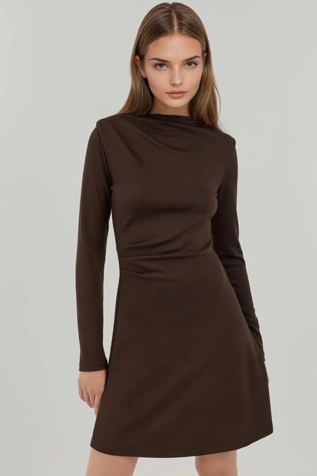 Drapiertes Mini-Kleid mit Rundhalsausschnitt - Image 5