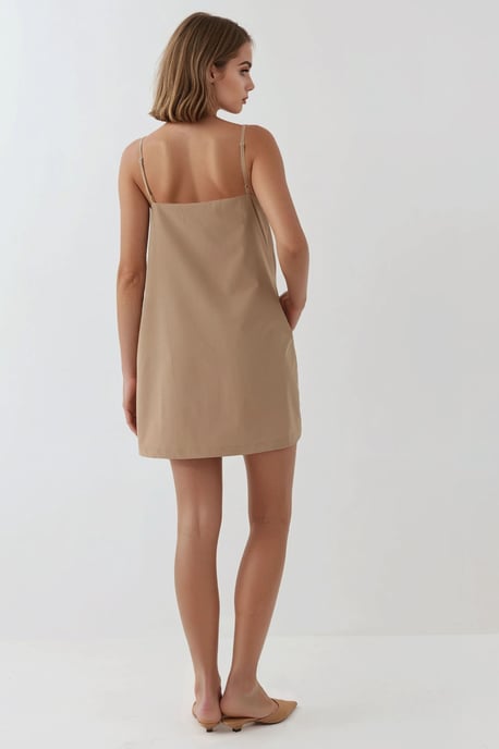 Mini-Kleid mit quadratischem Kragen und Taschen - Image 6