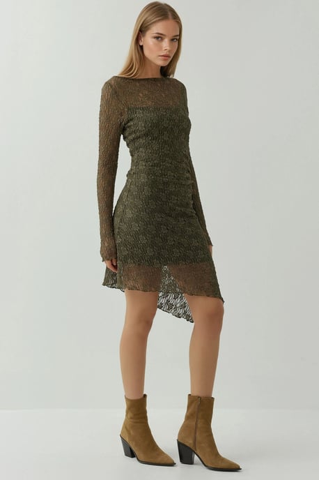Asymmetrisches Spitzen-Minikleid mit Bootsausschnitt - Image 2