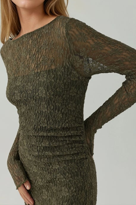 Asymmetrisches Spitzen-Minikleid mit Bootsausschnitt - Image 5