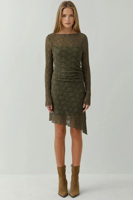 Asymmetrisches Spitzen-Minikleid mit Bootsausschnitt - Image 6