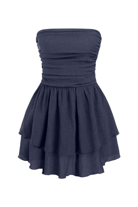 Trägerloses strukturiertes Rüschenshortkleid - Image 1