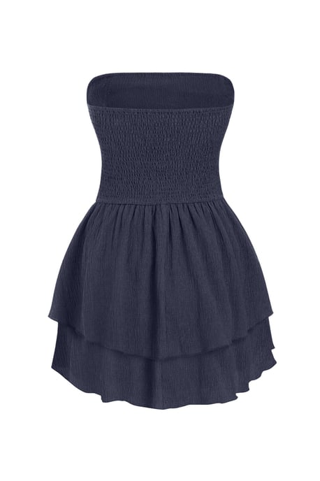 Trägerloses strukturiertes Rüschenshortkleid - Image 2