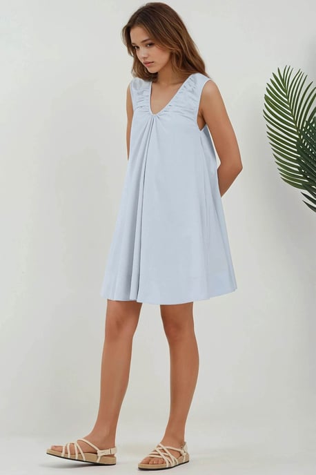 Mini-U-Kragen A-Linien Kleid - Image 2
