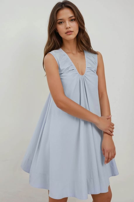 Mini-U-Kragen A-Linien Kleid - Image 5