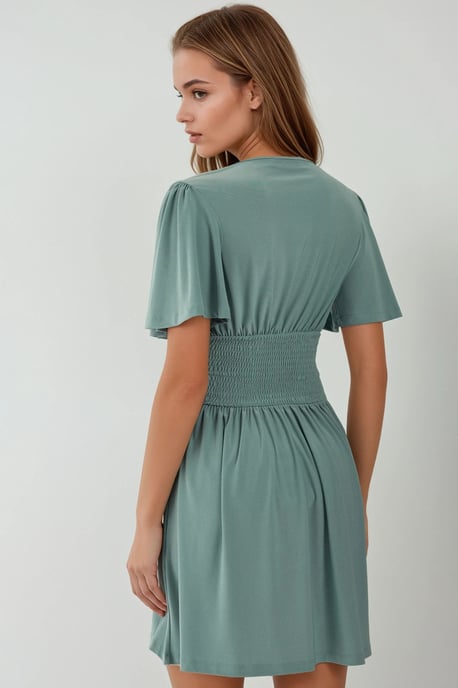 V-Ausschnitt Kurzarm Mini-Kleid - Image 5