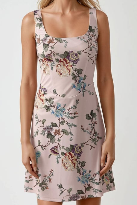 Körperbetontes Mini-Kleid mit quadratischem Kragen und floralem Druck - Image 3