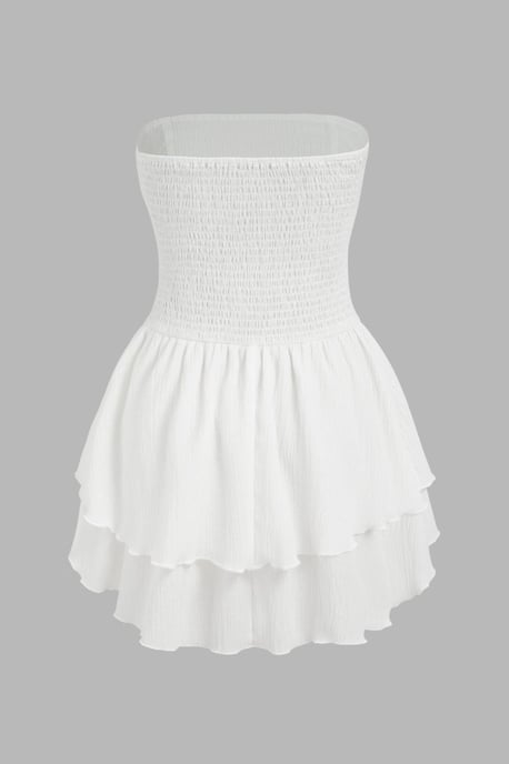 Trägerloses Rüschenshirt Mini Kleid - Image 4