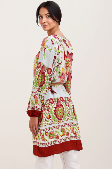 Blühendes Mini-Kleid mit Schleife - Image 4