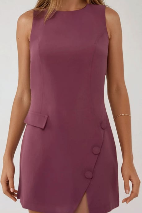 Tailliertes Mini-Kleid mit Rundhalsausschnitt und Knöpfen - Image 4