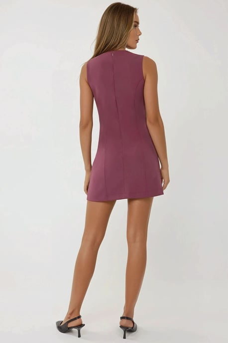 Tailliertes Mini-Kleid mit Rundhalsausschnitt und Knöpfen - Image 5