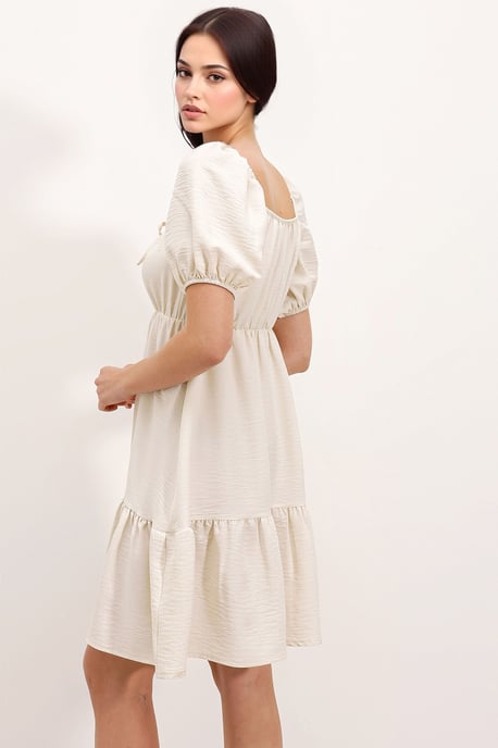 Quadratisch ausgeschnittenes A-Linien Mini-Kleid mit Schleife - Image 4
