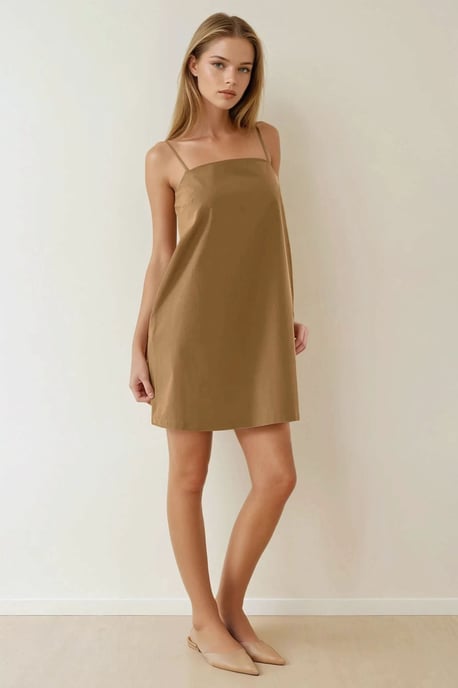 Mini-Kleid mit quadratischem Kragen und Taschen - Image 3