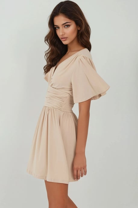 V-Ausschnitt Kurzarm-Minikleid - Image 4