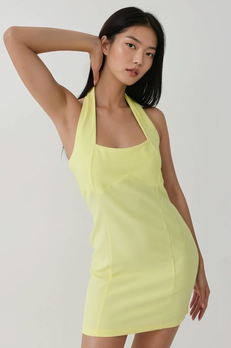 Tailliertes Mini-Kleid mit Quadratkragen - Image 1