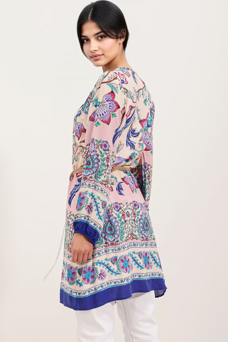 Blühendes Mini-Kleid mit Schleife - Image 3