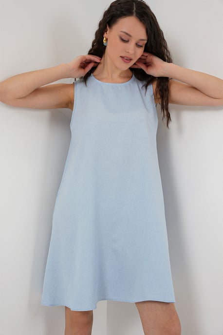 Leinen-Mix A-Form Mini-Kleid - Image 4