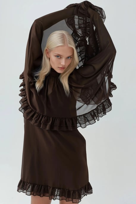 Elegantes Rollkragen-Minikleid mit Rüschendetail - Image 4