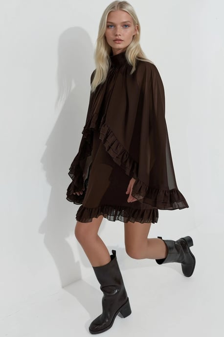 Elegantes Rollkragen-Minikleid mit Rüschendetail - Image 5