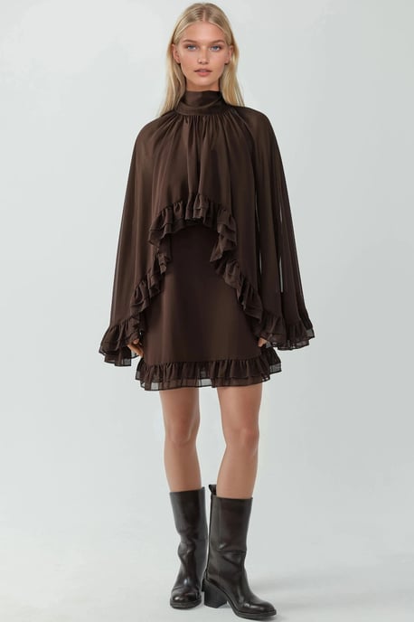 Elegantes Rollkragen-Minikleid mit Rüschendetail - Image 6