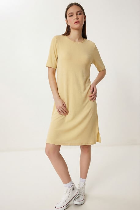 Mini-Kleid mit Rundhalsausschnitt und Schlitz - Image 2