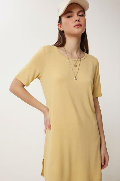 Mini-Kleid mit Rundhalsausschnitt und Schlitz - Image 3