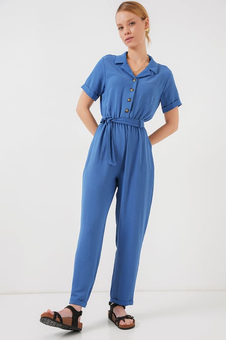 Hemdkragen Relaxed Fit Jumpsuit mit Schleife - Image 3