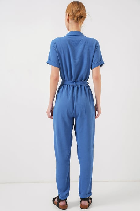 Hemdkragen Relaxed Fit Jumpsuit mit Schleife - Image 6