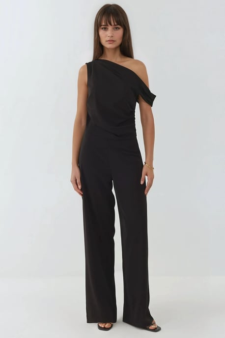 Weitgelegte asymmetrische Kragen-Jumpsuit - Image 1