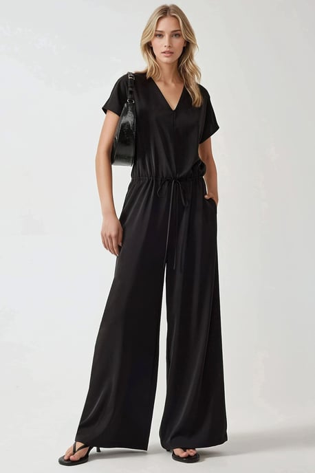 Hose-Overall mit weitem Bein und V-Ausschnitt - Image 1