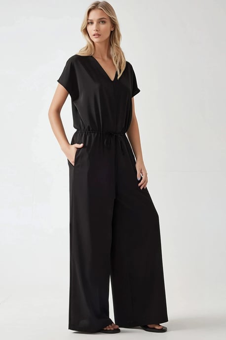 Hose-Overall mit weitem Bein und V-Ausschnitt - Image 4