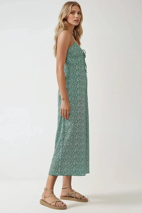 Weit geschnittener, floraler, gestrickter Jumpsuit mit V-Ausschnitt - Image 2