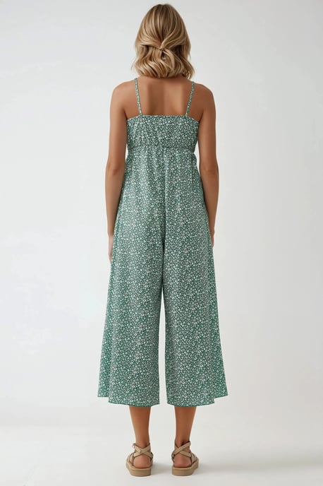 Weit geschnittener, floraler, gestrickter Jumpsuit mit V-Ausschnitt - Image 4
