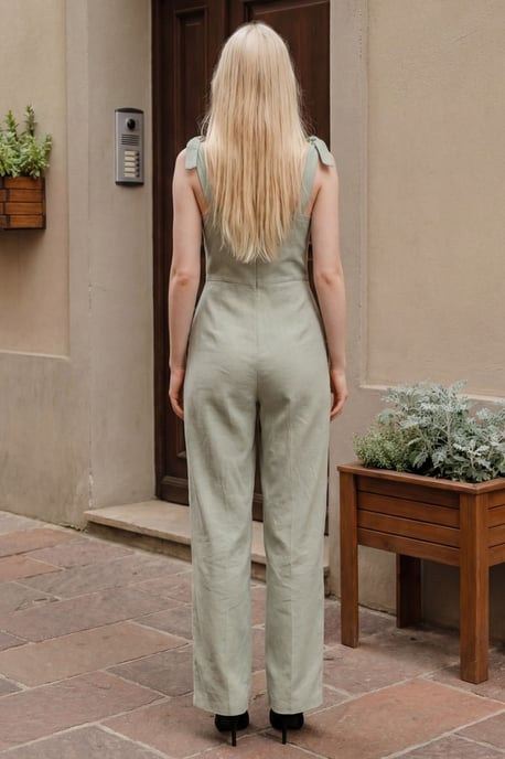 Herzchen-Hals Linengemisch Jumpsuit - Image 3