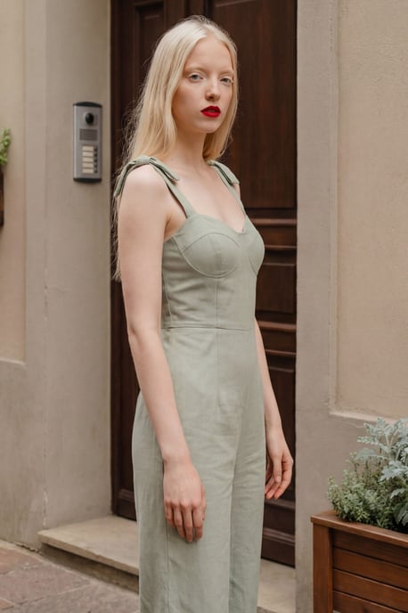 Herzchen-Hals Linengemisch Jumpsuit - Image 5