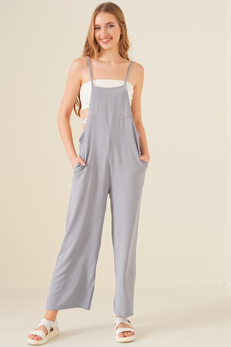Bequemer weit geschnittener Jumpsuit mit quadratischem Kragen - Image 1
