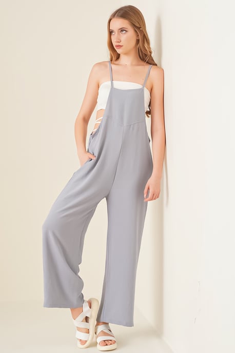 Bequemer weit geschnittener Jumpsuit mit quadratischem Kragen - Image 2