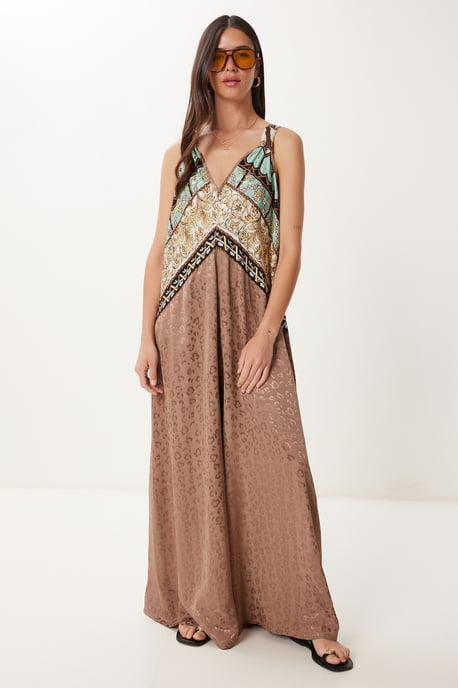 Weit geschnittene bedruckte Jumpsuit mit V-Ausschnitt - Image 1