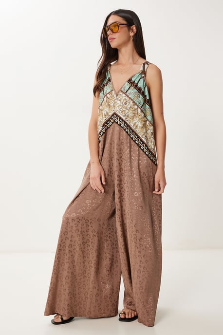 Weit geschnittene bedruckte Jumpsuit mit V-Ausschnitt - Image 3