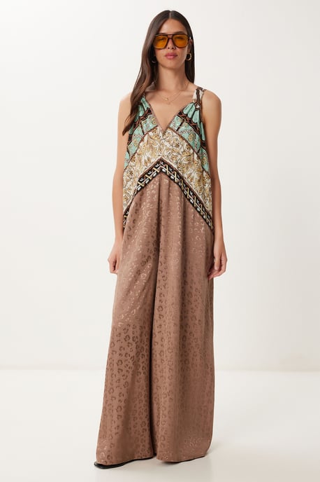 Weit geschnittene bedruckte Jumpsuit mit V-Ausschnitt - Image 4