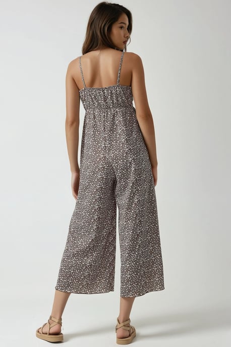 Weites Beinförmiger Floral Strick-Overall mit V-Ausschnitt - Image 3