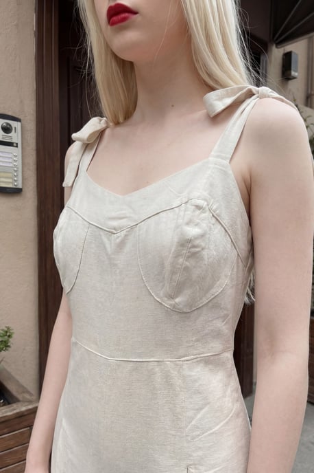 Herzchen-Ausschnitt Leinenmischung Jumpsuit - Image 4