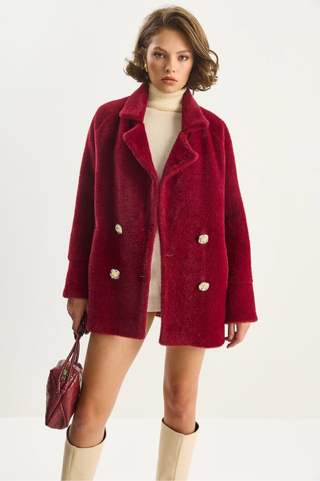 Übergroße strukturierte Plüschjacke - Image 2