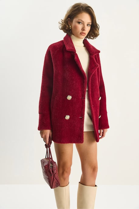 Übergroße strukturierte Plüschjacke - Image 4