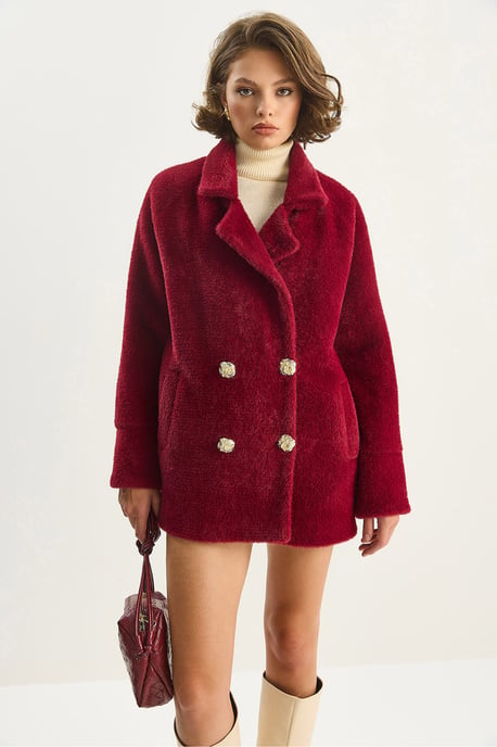 Übergroße strukturierte Plüschjacke - Image 5