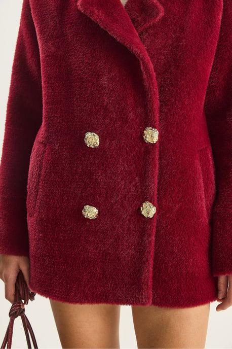 Übergroße strukturierte Plüschjacke - Image 6